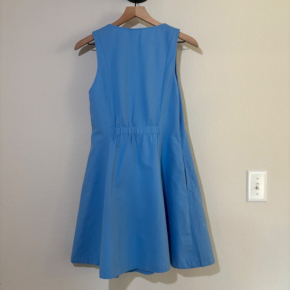 A New Day Dress Fit and Flare 10 Cotton Blend Blue Preppy Minimalist Summer - Picture 2 of 5